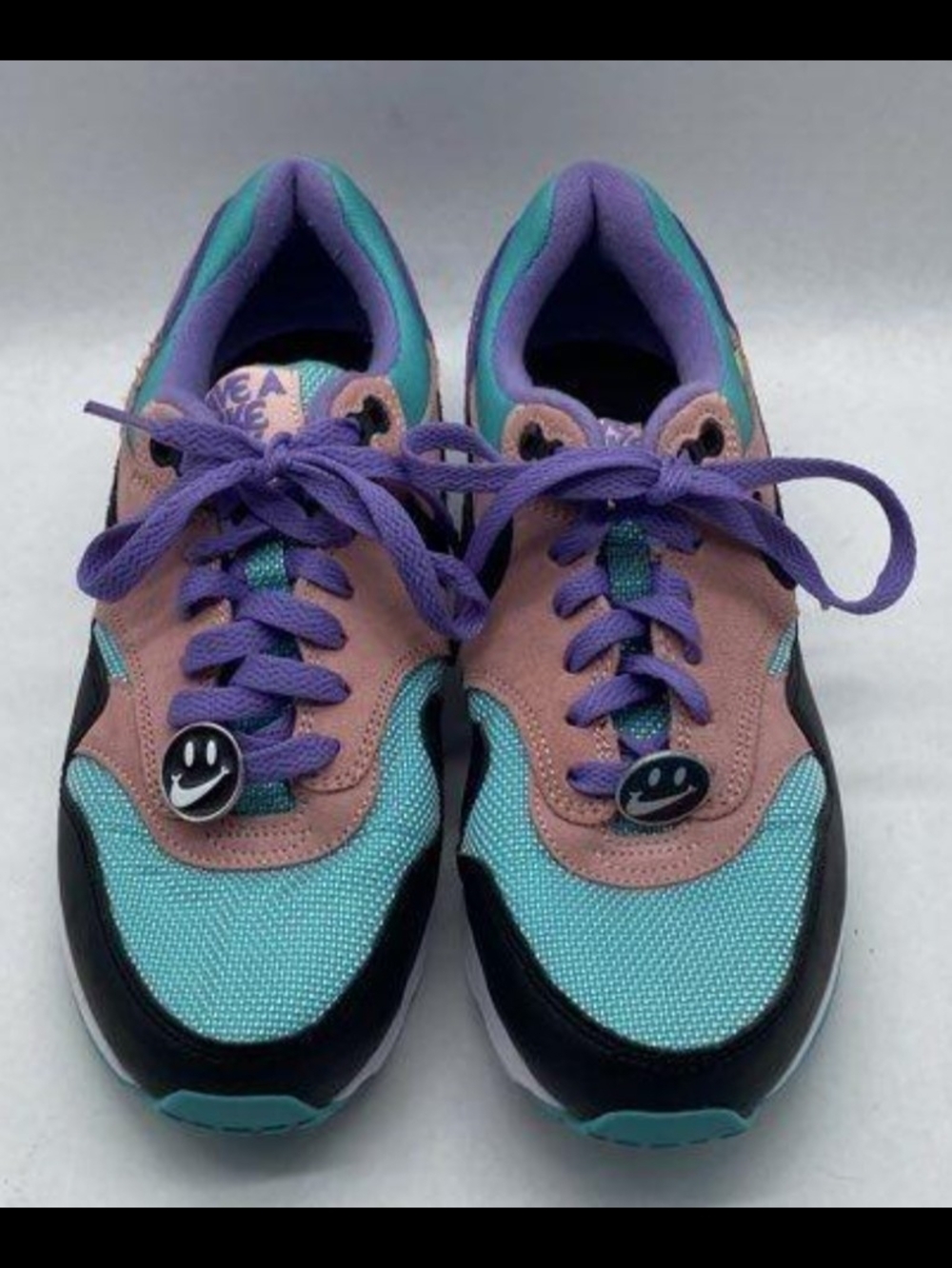 Air Max 1 GS 'Have A Nike Day' Teal Pink Black Low-Top Sneakers Size 6YLike New - Picture 4 of 11